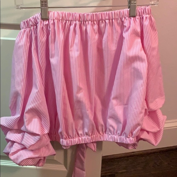 Off the shoulder pink and white stripped top - Picture 2 of 2